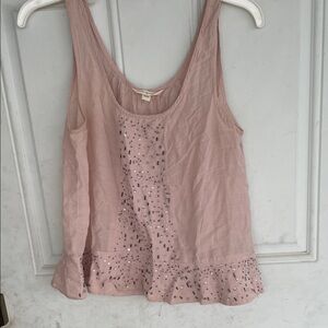 American Eagle Outfitters Light Pink Sequin Tank Top